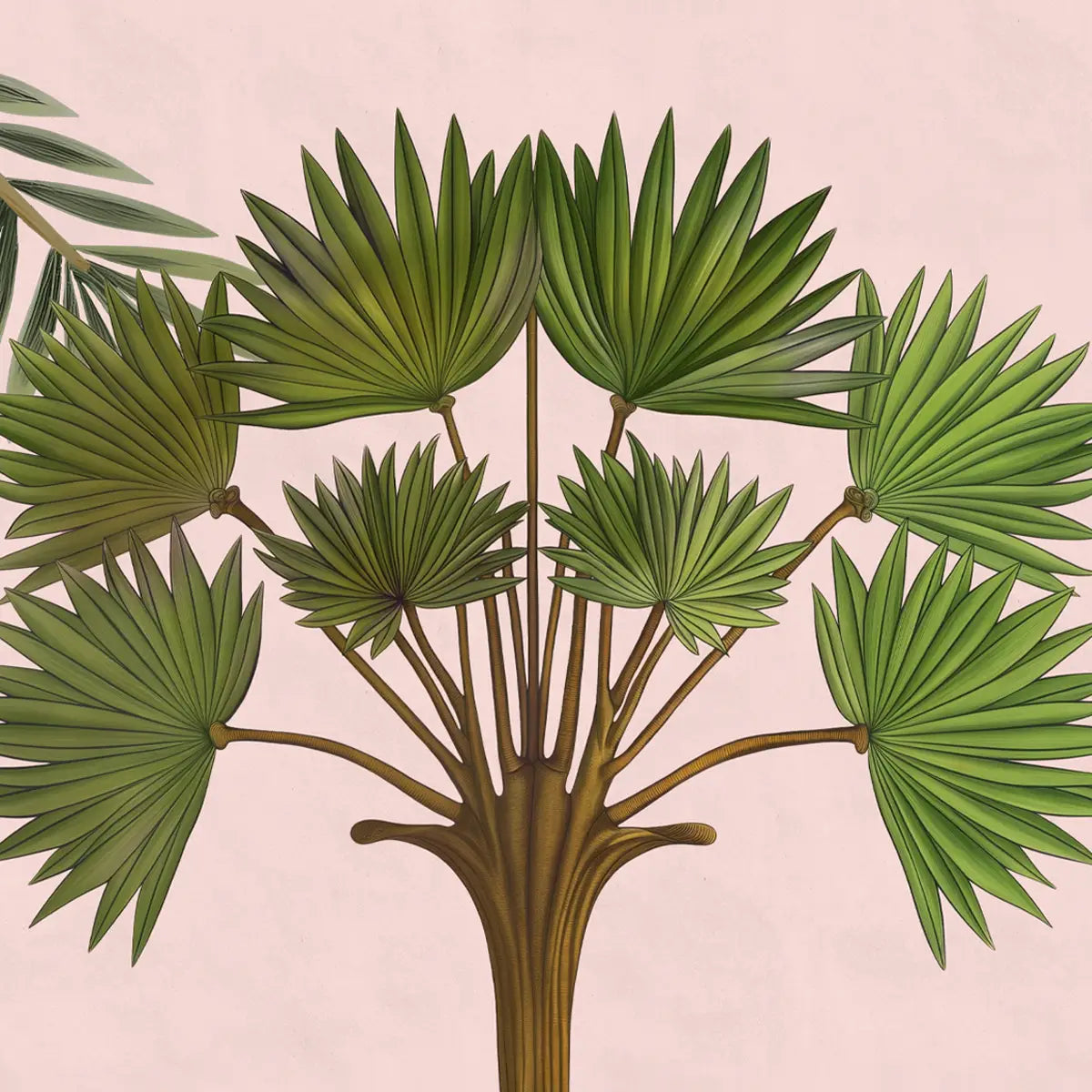 Expansive sacred grove wall mural designed with Shanti inspired greenery to create a calm and meditative interior