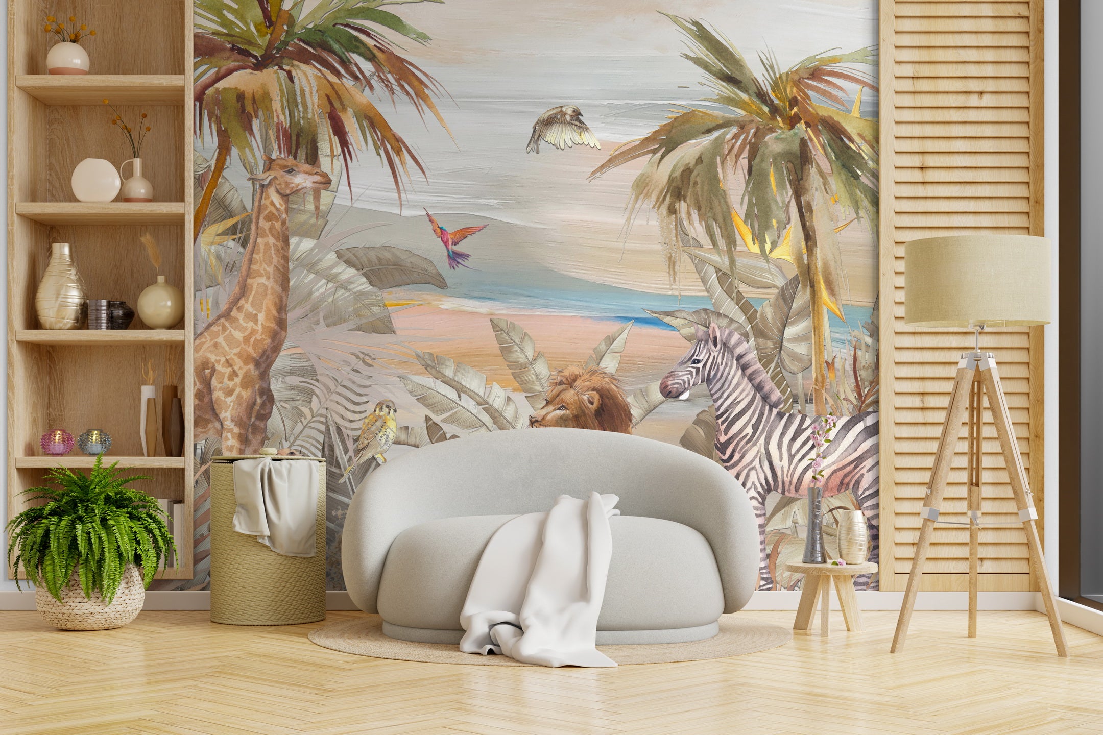 Wild Oasis Sarovara wallpaper - customized animal oasis wallpaper for living room