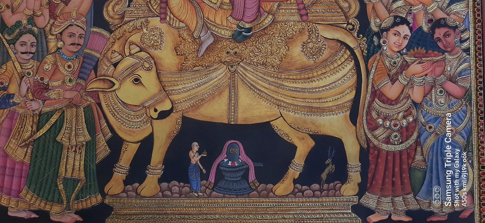Classic Tanjore painting of Shiv Darbar depicting Lord Shiva’s divine court
