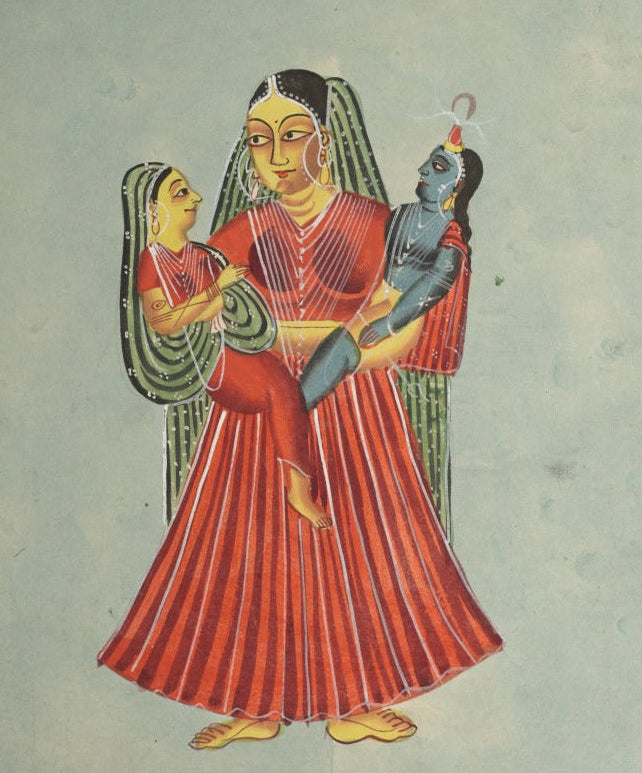 'Yasoda Holding Krishna and Radha' Canvas Cloth Print, c.1890