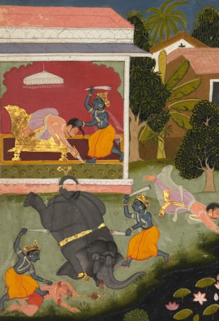 'Krishna Asks for Sweets' Canvas Cloth Print, c.1705