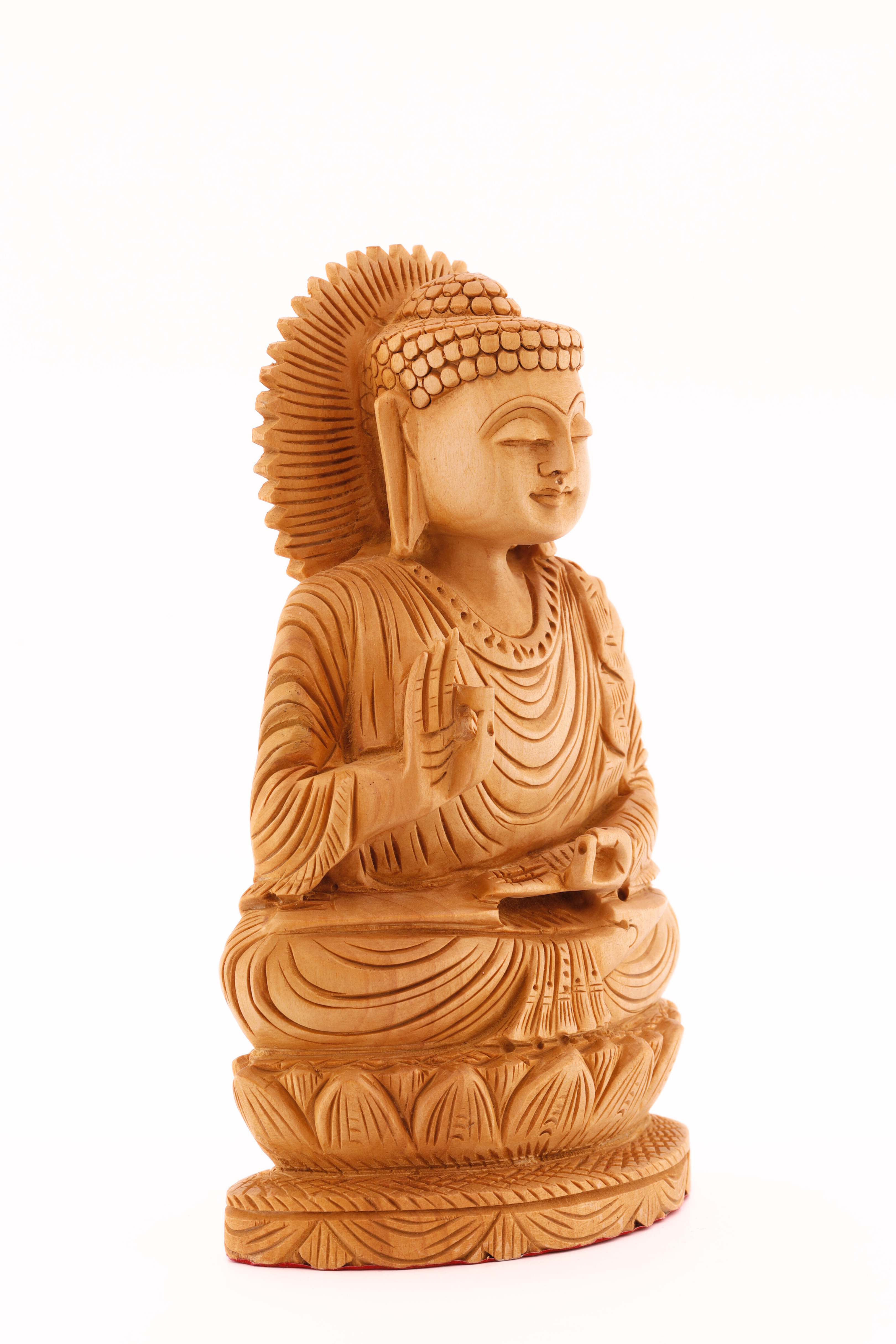 Wooden Buddha meditation statue crafted to inspire mindfulness, balance, and a tranquil living environment