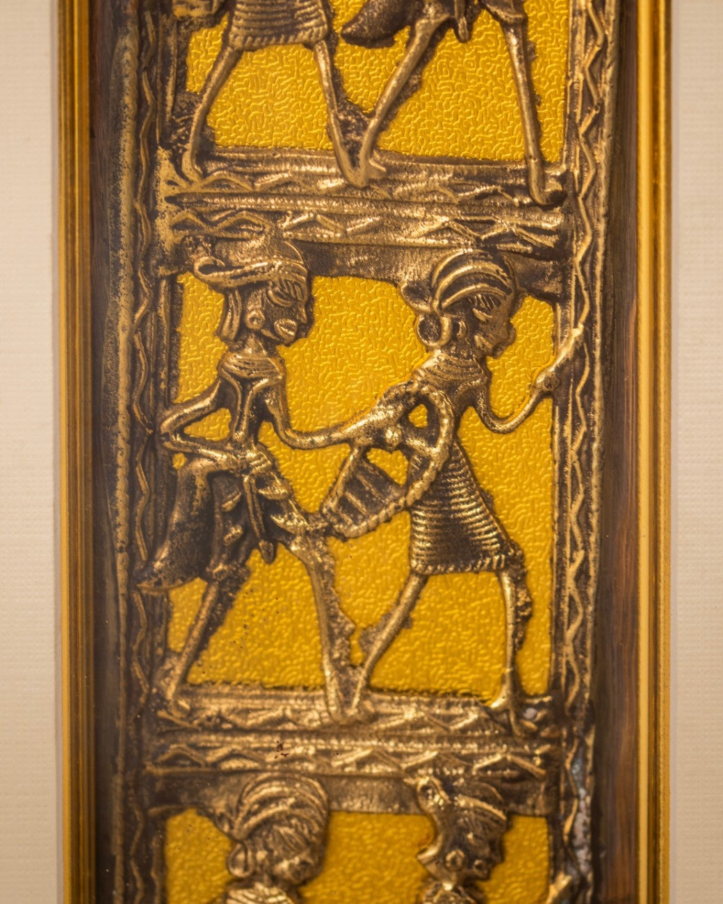 Close-up detail of Wurli artwork showing geometric figures and symbolic storytelling