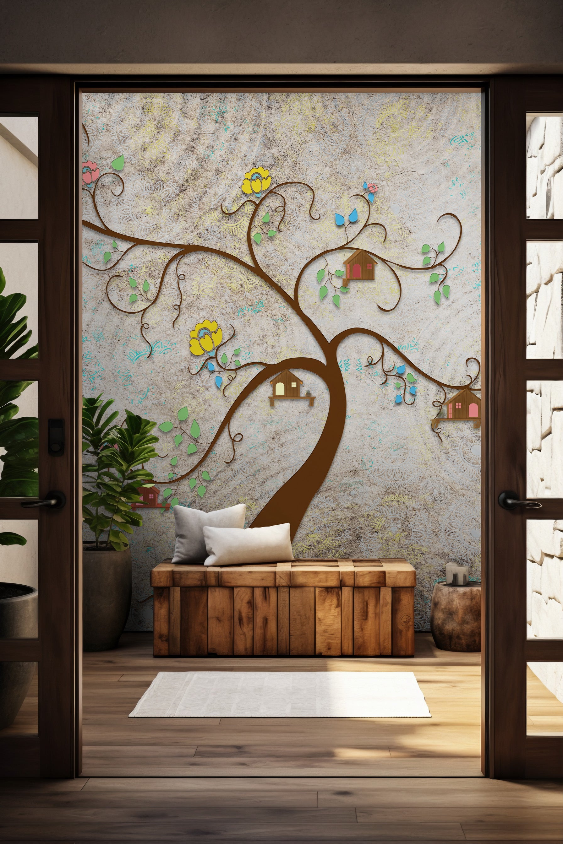 Vibrant Canopy: "Tarang Vriksha" Wallpaper