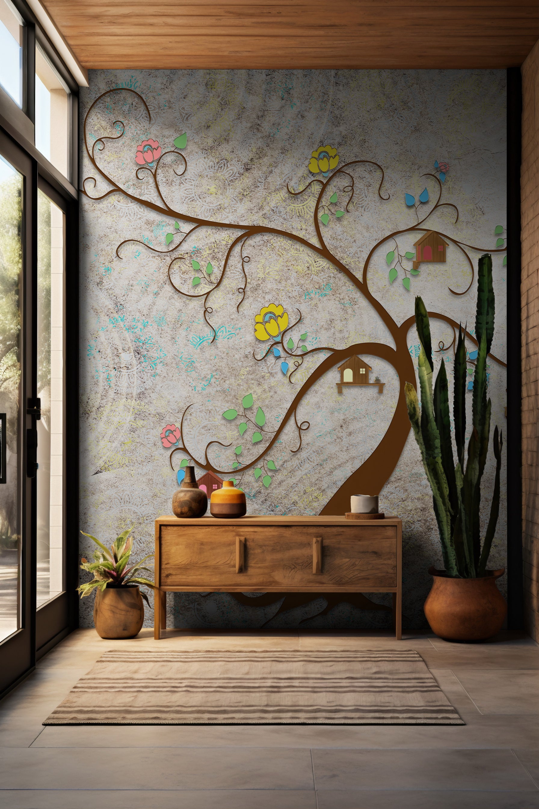 Vibrant Canopy: "Tarang Vriksha" Wallpaper