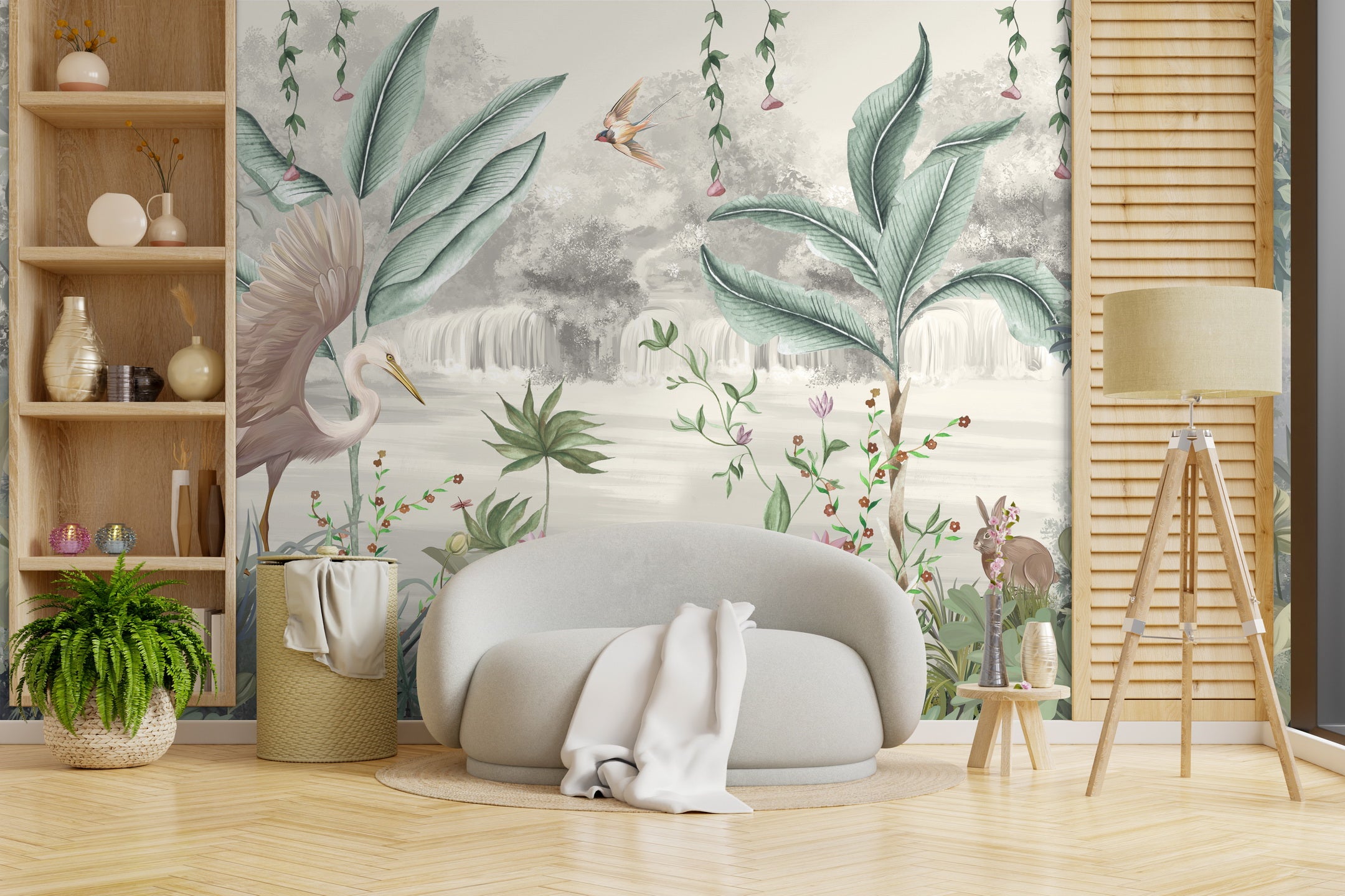 Tranquil Aviary: "Hans" Custom Mural Wallpaper