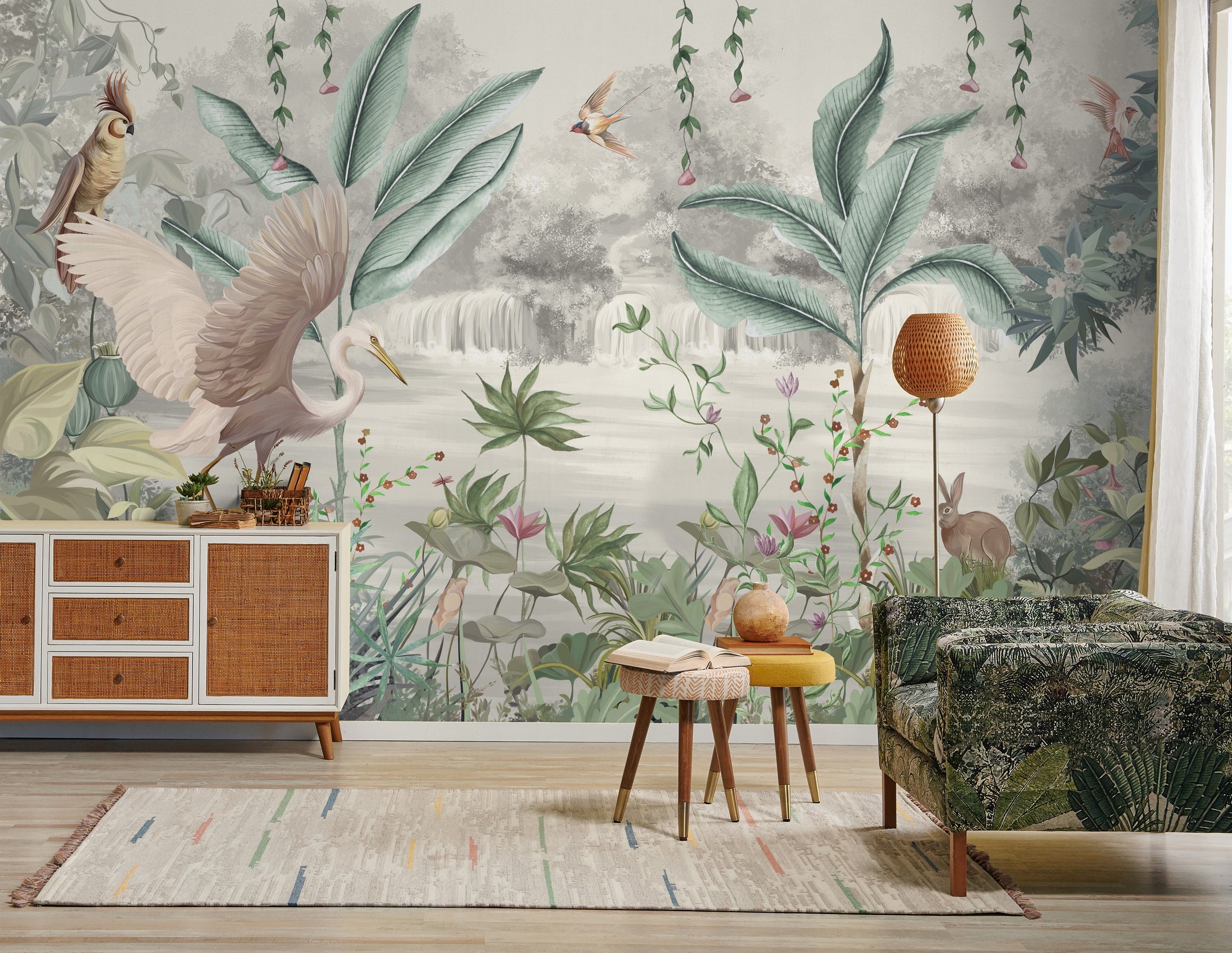 Tranquil Aviary: "Hans" Custom Mural Wallpaper