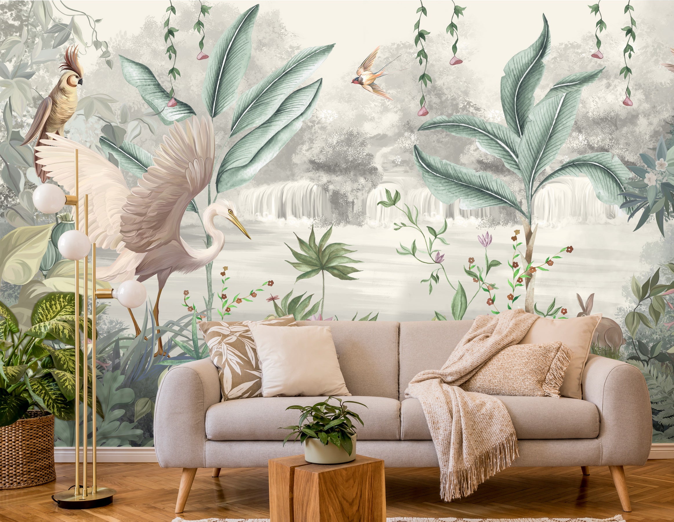 Tranquil Aviary: "Hans" Custom Mural Wallpaper