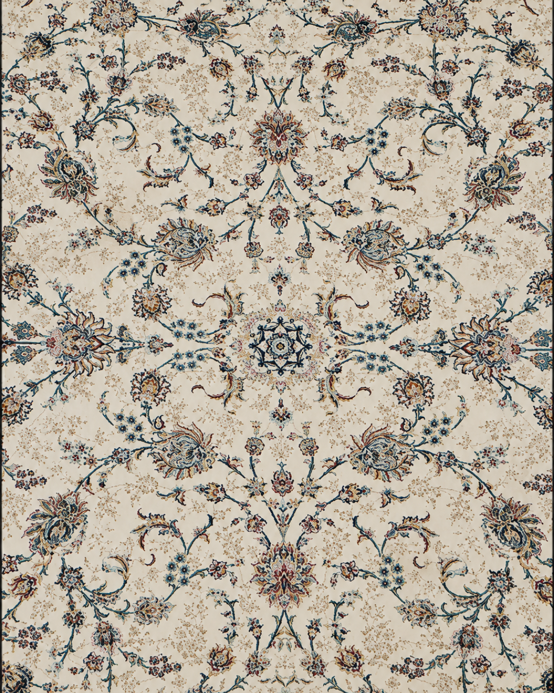 Tarang Silk & Wool Blend Carpet – Blue Wave Botanical Stripe