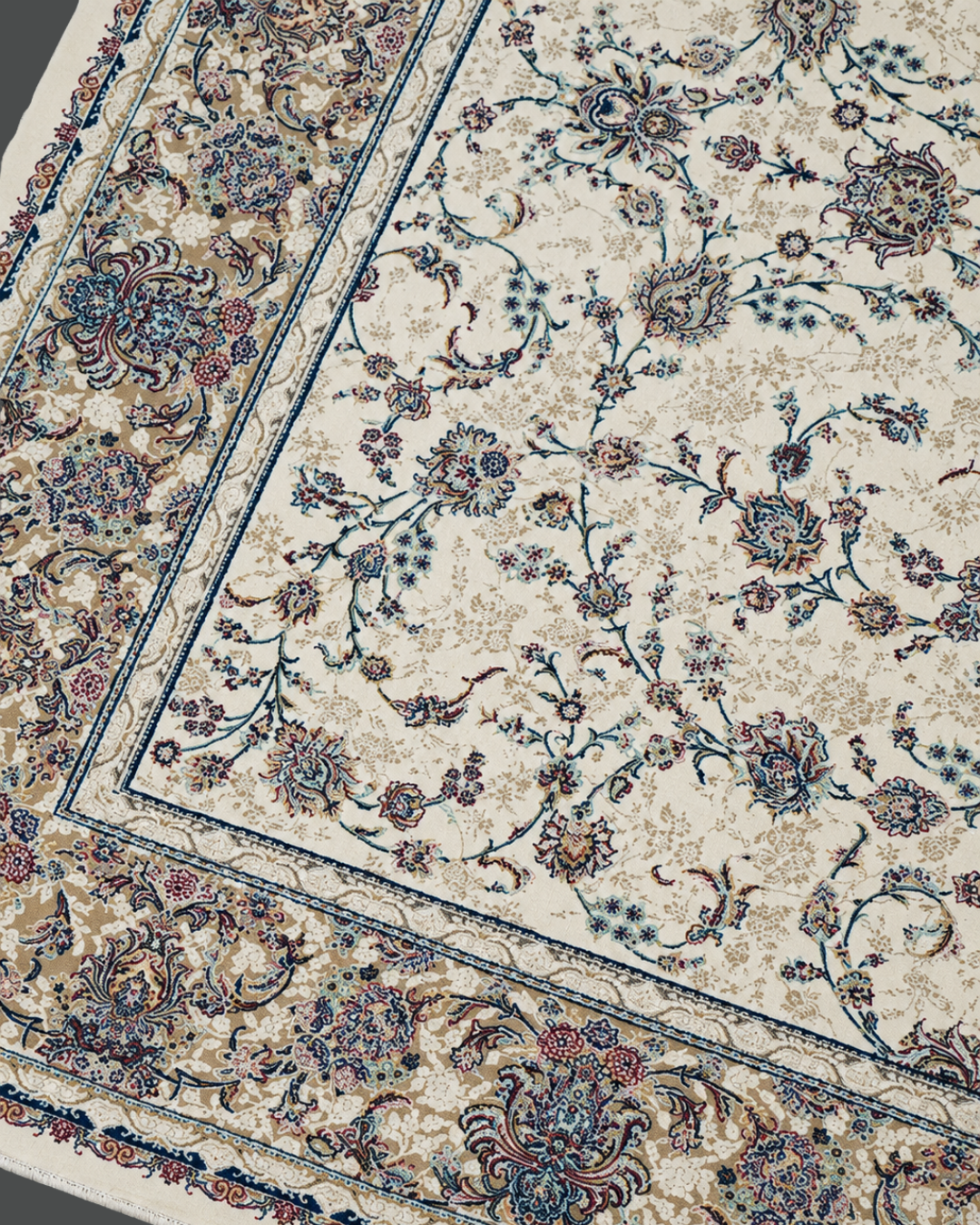 Tarang Silk & Wool Blend Carpet – Blue Wave Botanical Stripe
