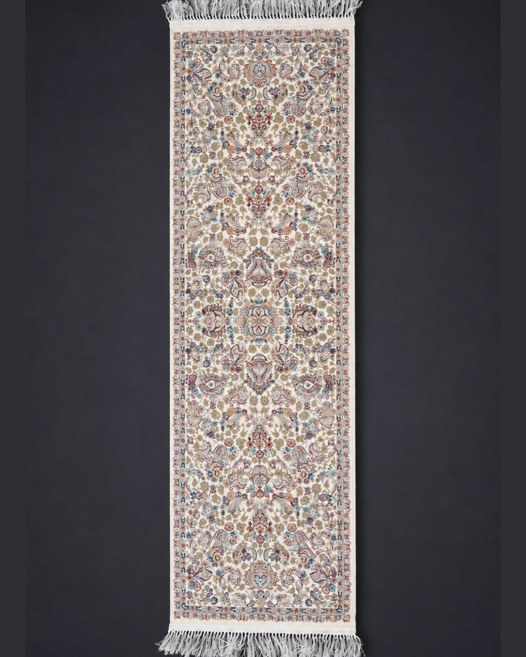 Shabnam Silk & Wool Blend Carpet Runner – Rose Green Garden Panels