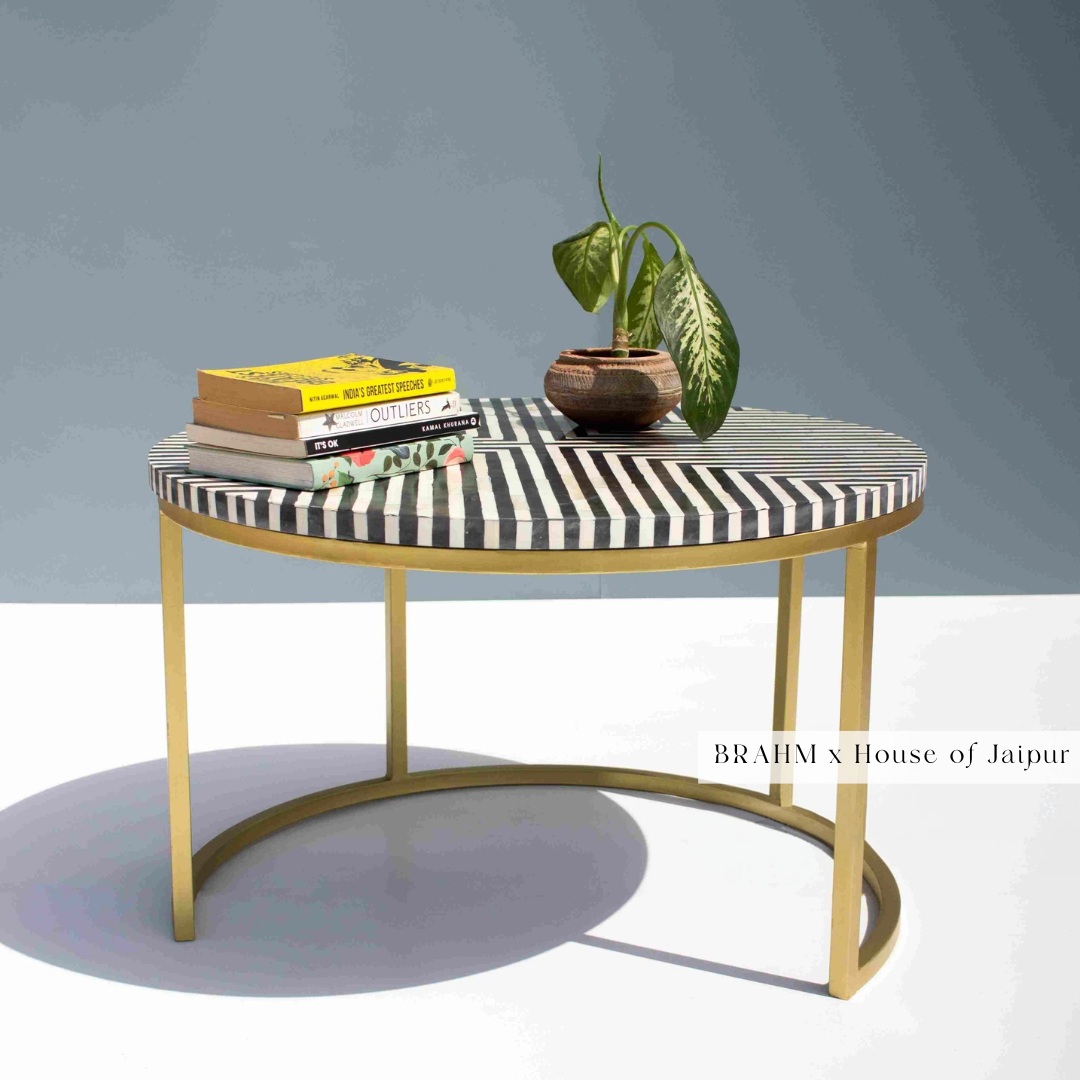 Striped Bone Inlay Coffee Table