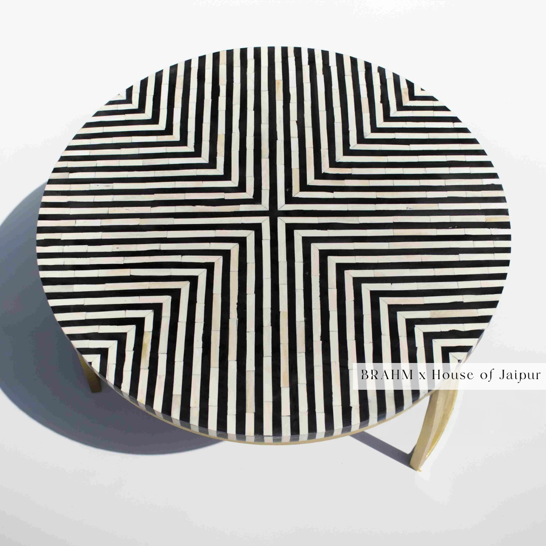 Striped Bone Inlay Coffee Table