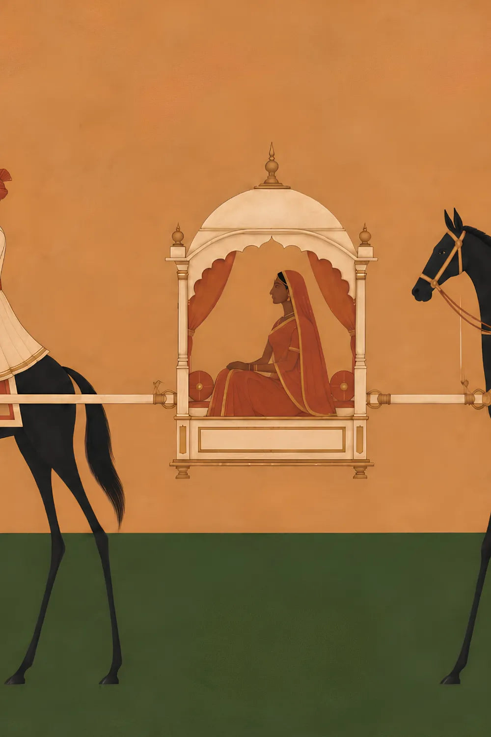 Art Print – “Palki”: The Palanquin Between Two Black Horses