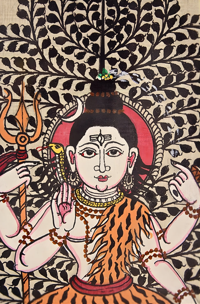 Sacred Axis: Tree of Life Shiva – Orissa Pattachitra Painting