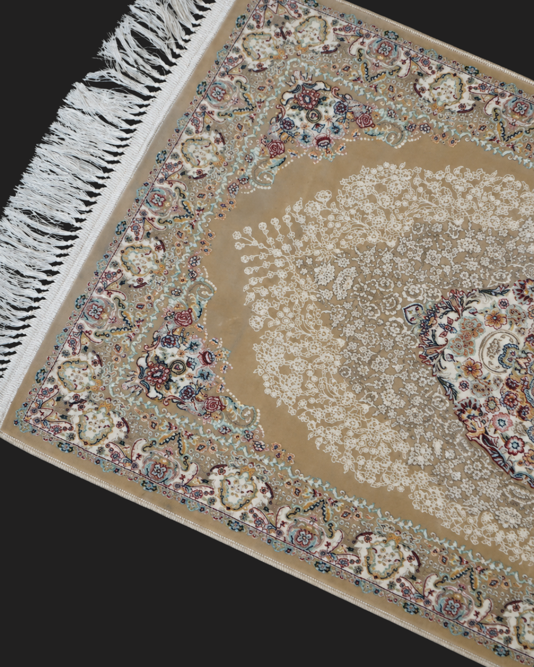 Gulfam Silk & Wool Blend Carpet Runner – Emerald Ivory Medallion Allover