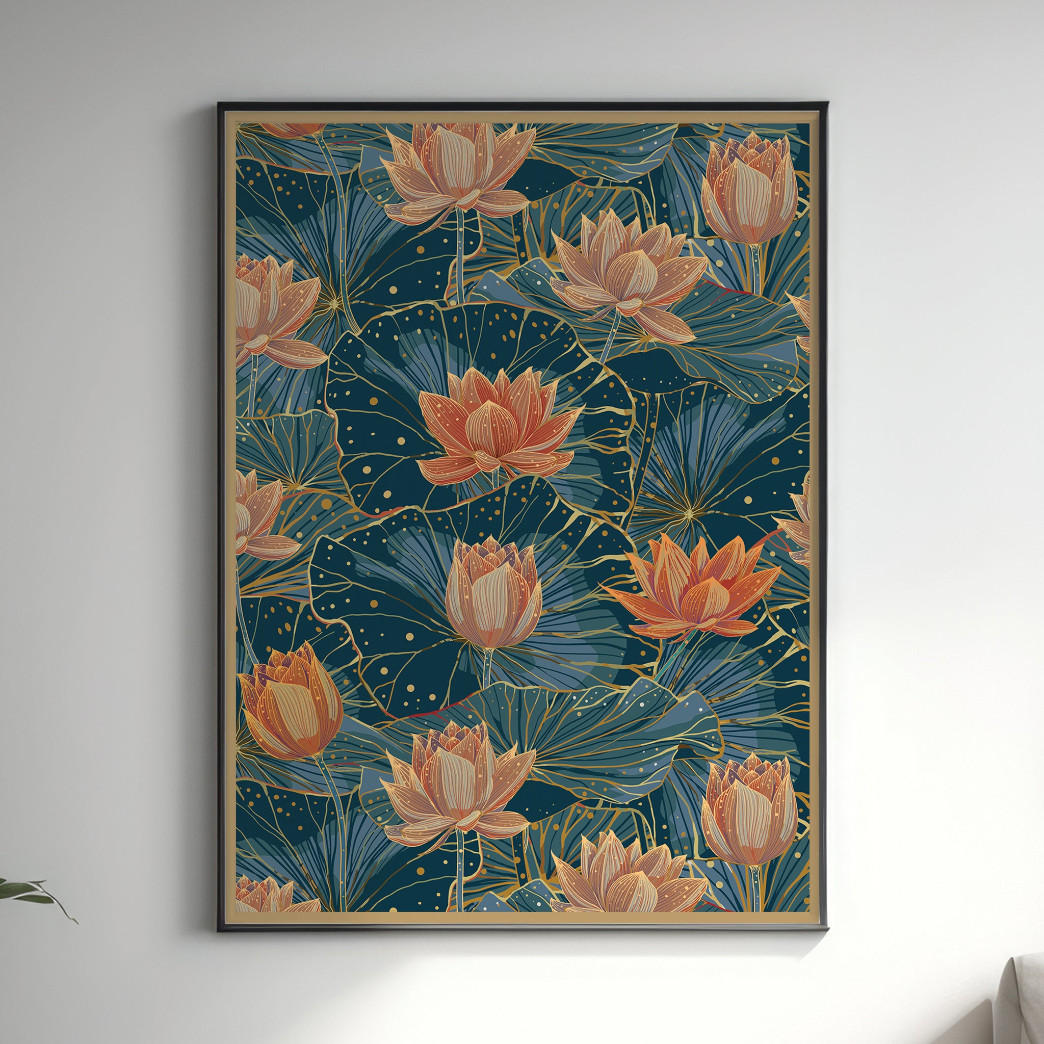 Lotus Symphony: A Pattern of Delicate Blooms Artwork