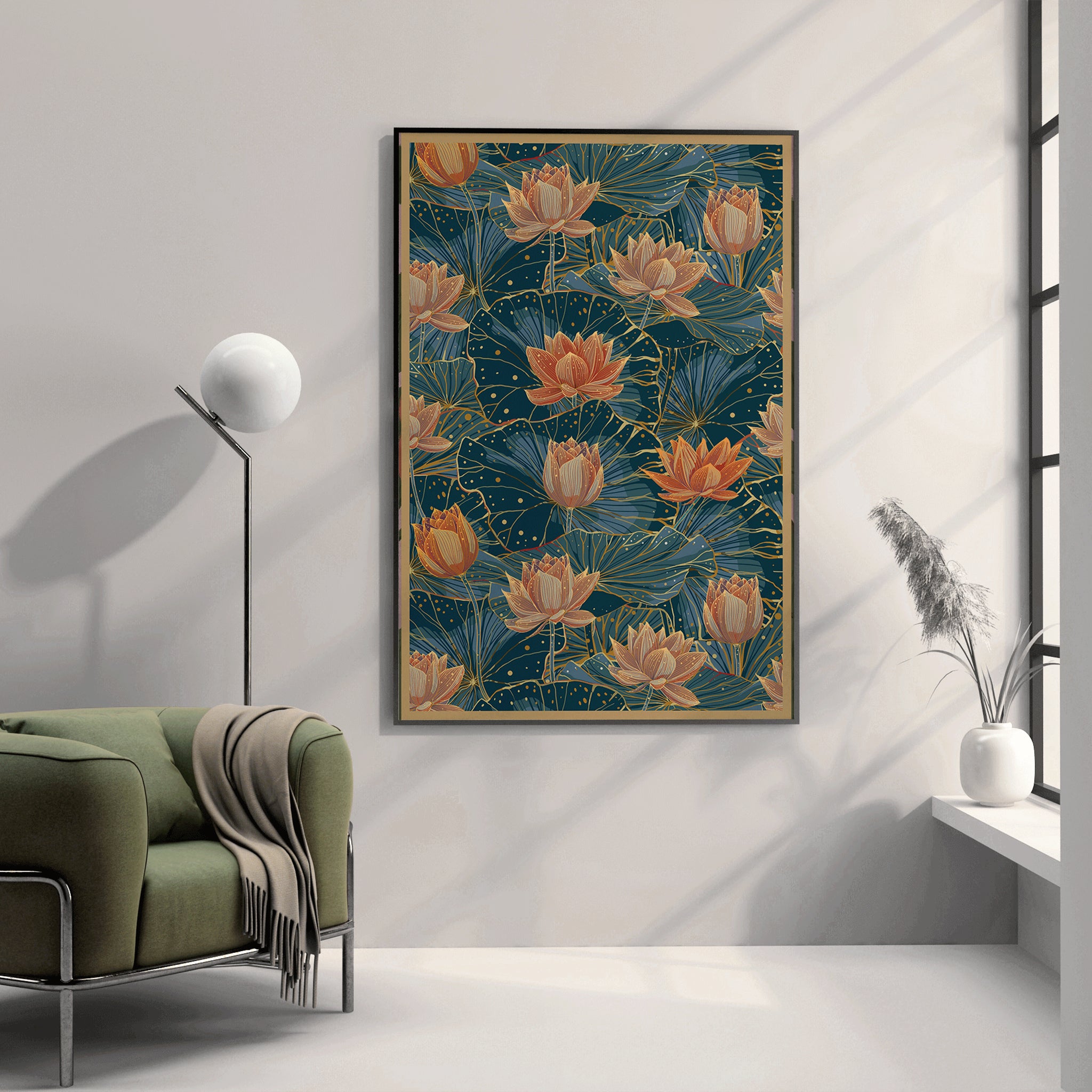 Lotus Symphony: A Pattern of Delicate Blooms Artwork