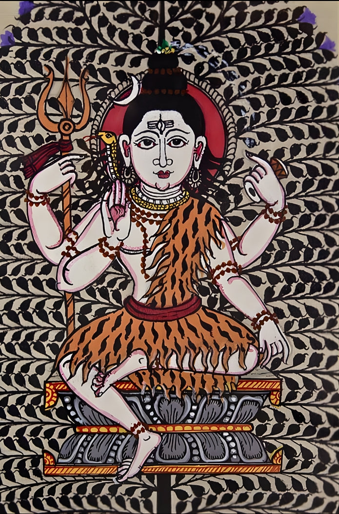 Sacred Axis: Tree of Life Shiva – Orissa Pattachitra Painting