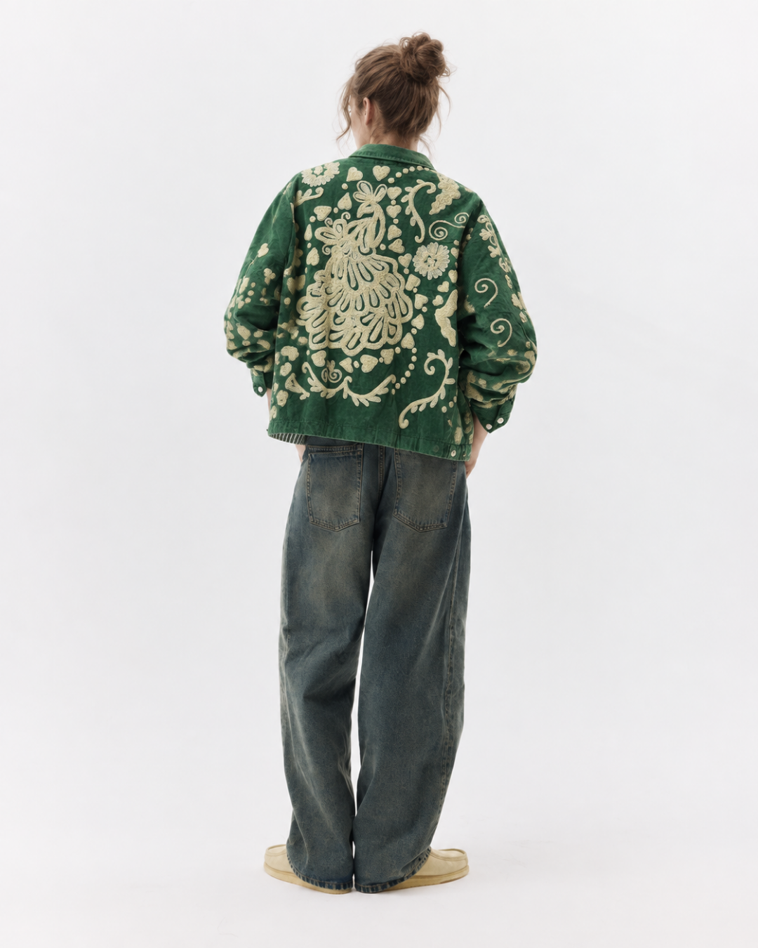 Dilruba Jacket (Unisex) – Emerald Green Ivory Embroidered Jacket