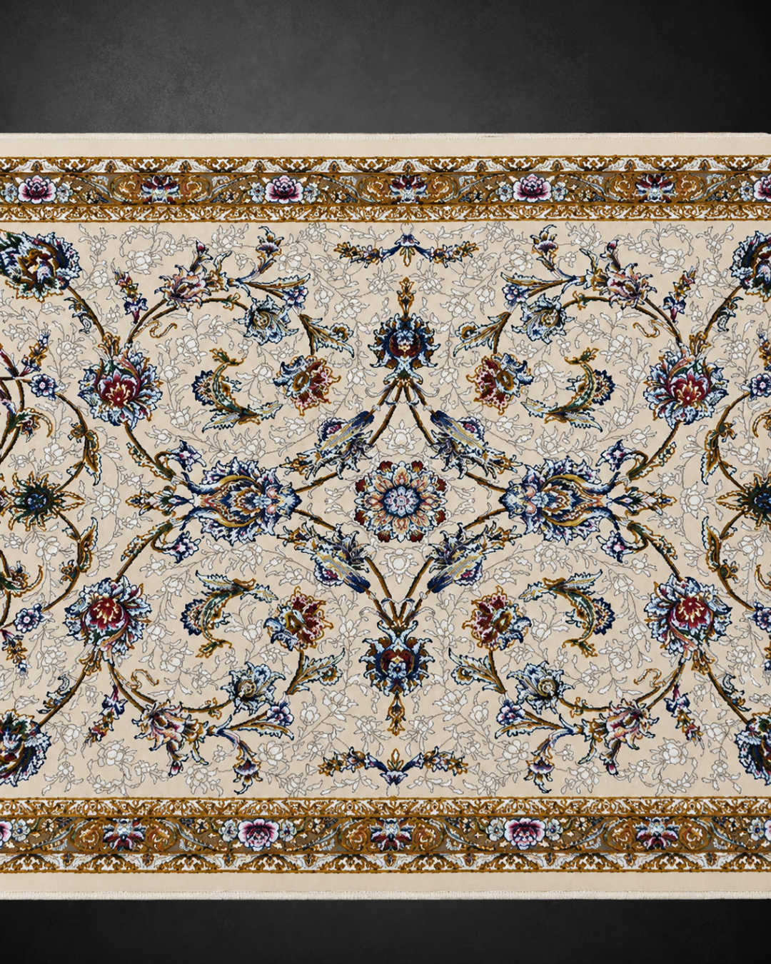 Neelofar Silk & Wool Blend Carpet Runner – Sapphire Floral Allover