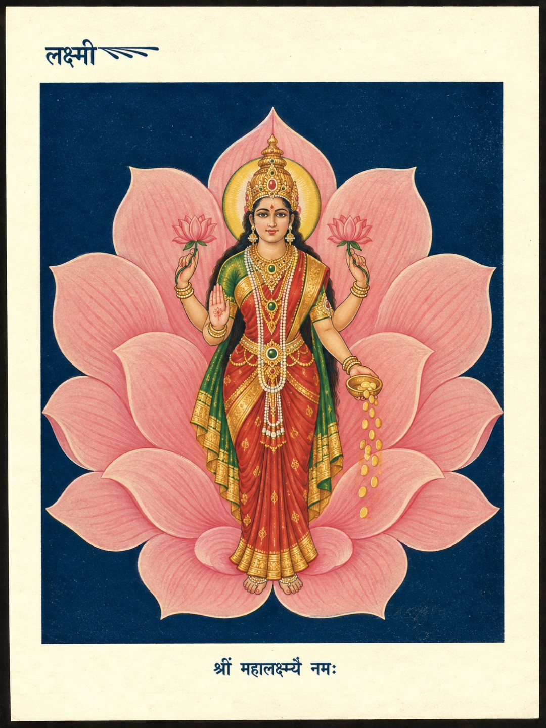 Art Print – “Mahalakshmi”: Goddess Lakshmi Upon the Pink Lotus