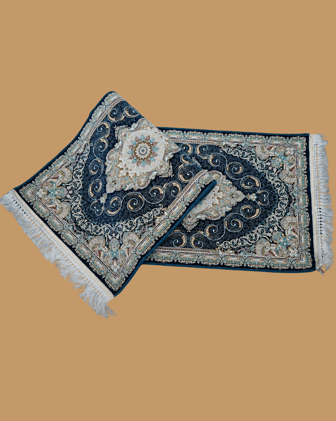 Noor Silk & Wool Blend Carpet – Cream Gilded Floral Scatter Runner