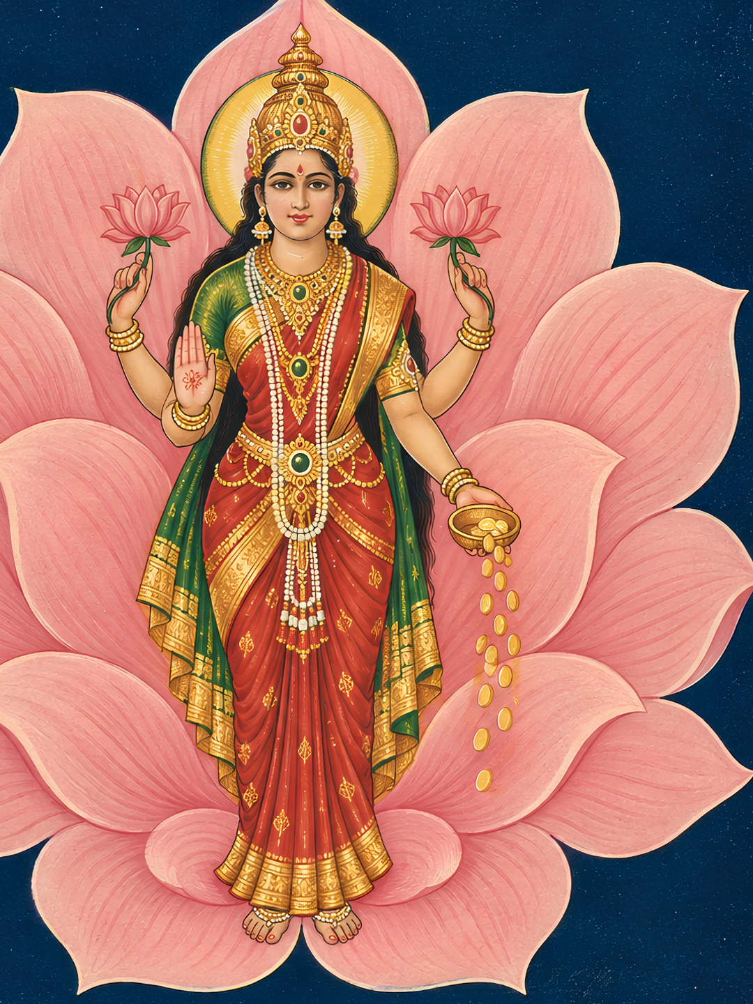 Art Print – “Mahalakshmi”: Goddess Lakshmi Upon the Pink Lotus