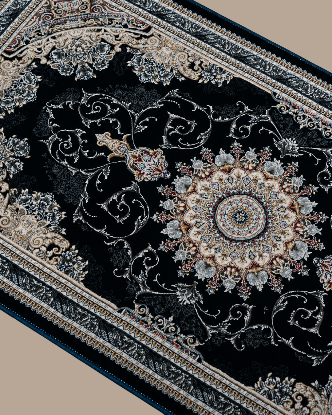 Mahtab Silk & Wool Blend Carpet – Midnight Double Medallion Runner