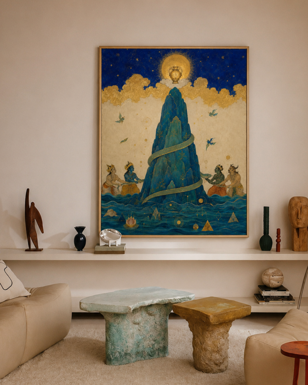Manthan — The Churning of the Ocean of Milk, Canvas Cloth Print