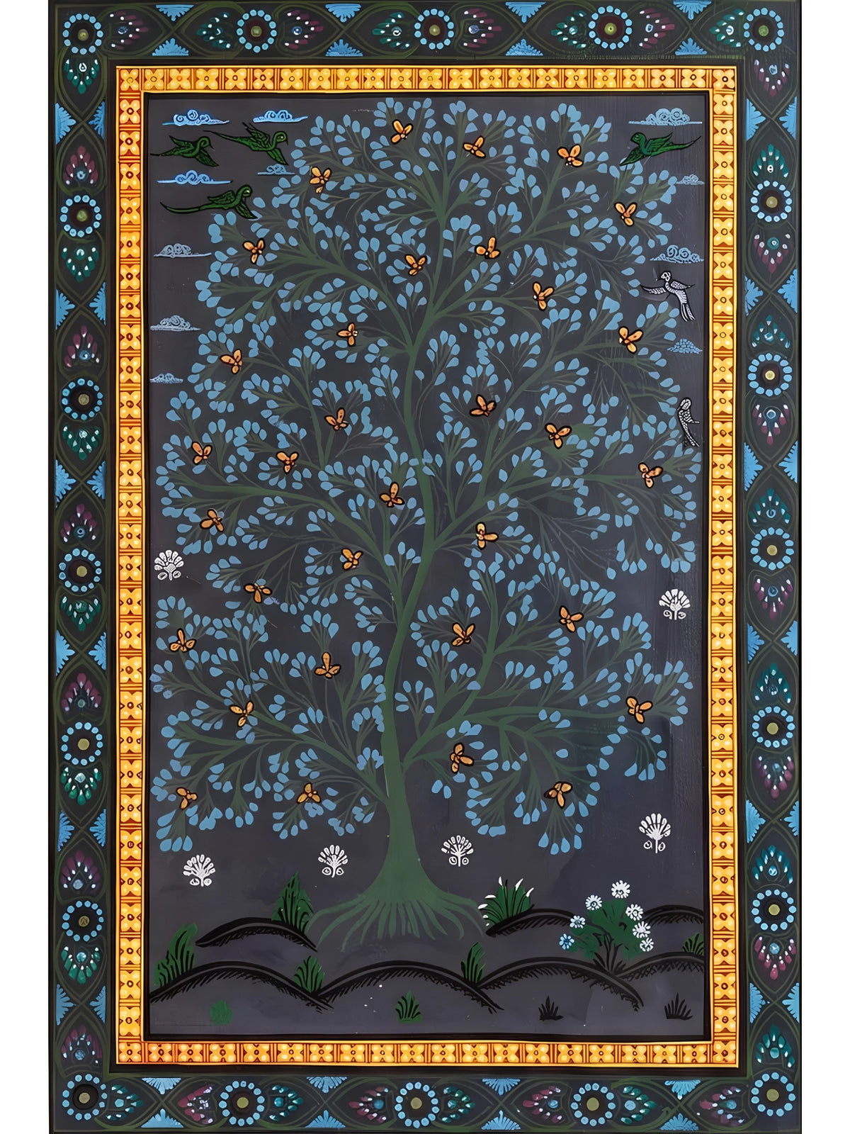 Handpainted – Tree of Life on Slate Blue