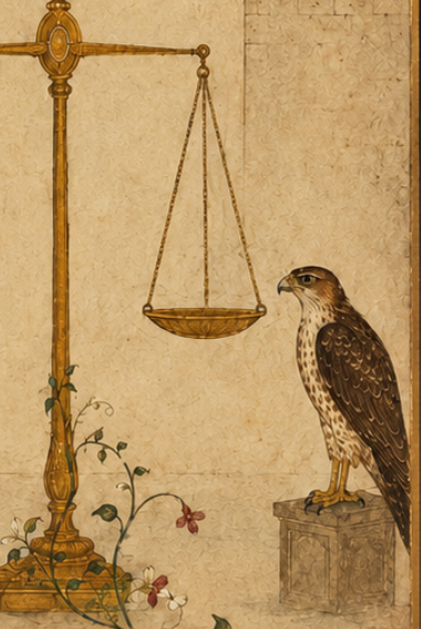 'Abhaya' King Shibi and the Scales of Dharma, Vana Parva — Canvas Cloth Print