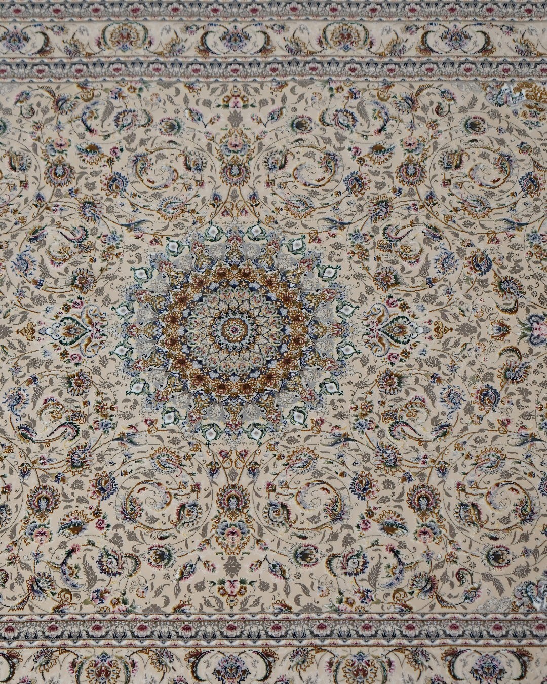 Baghban Silk & Wool Blend Carpet – Blue Amber Botanical Allover