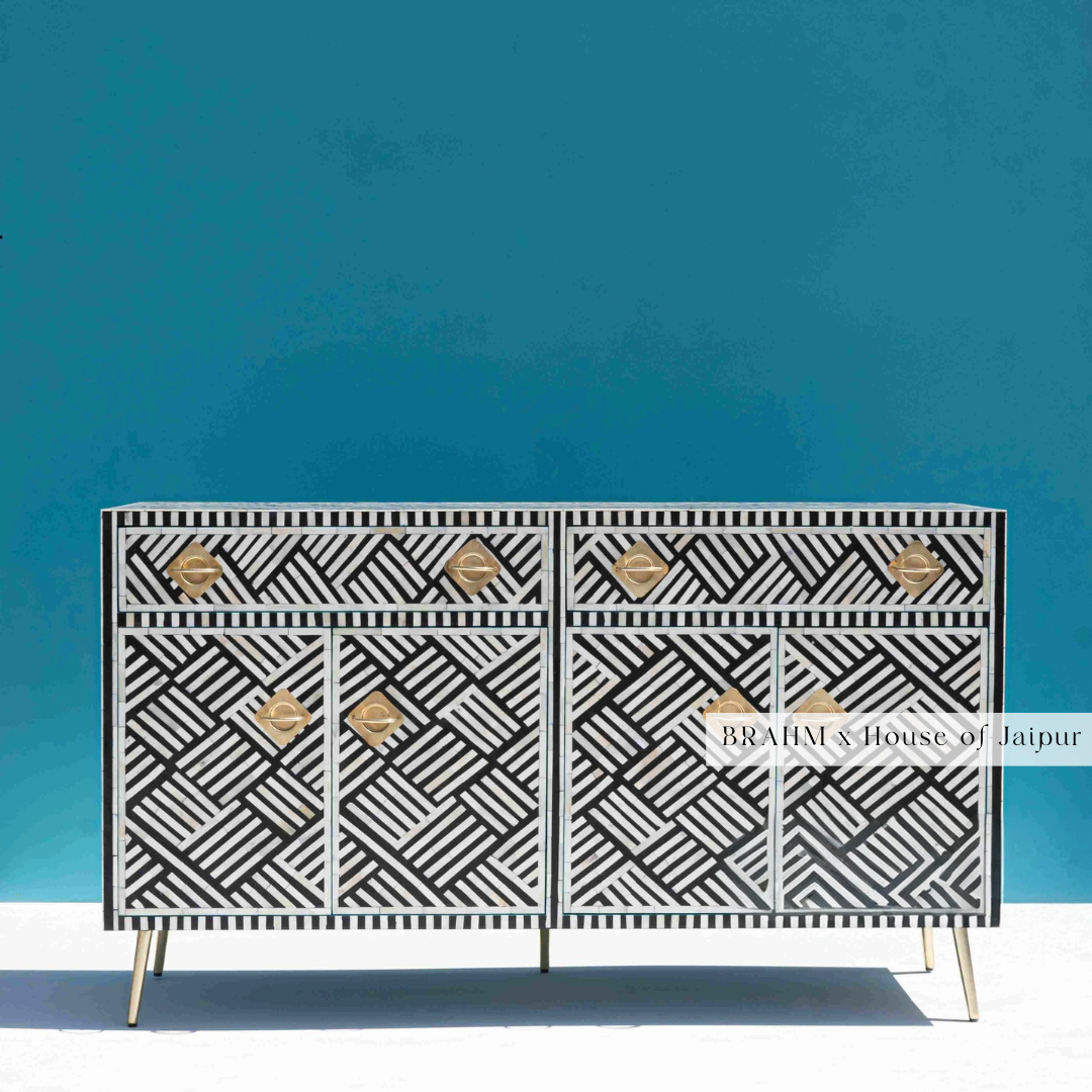 Black & White Bone Inlay Media Console