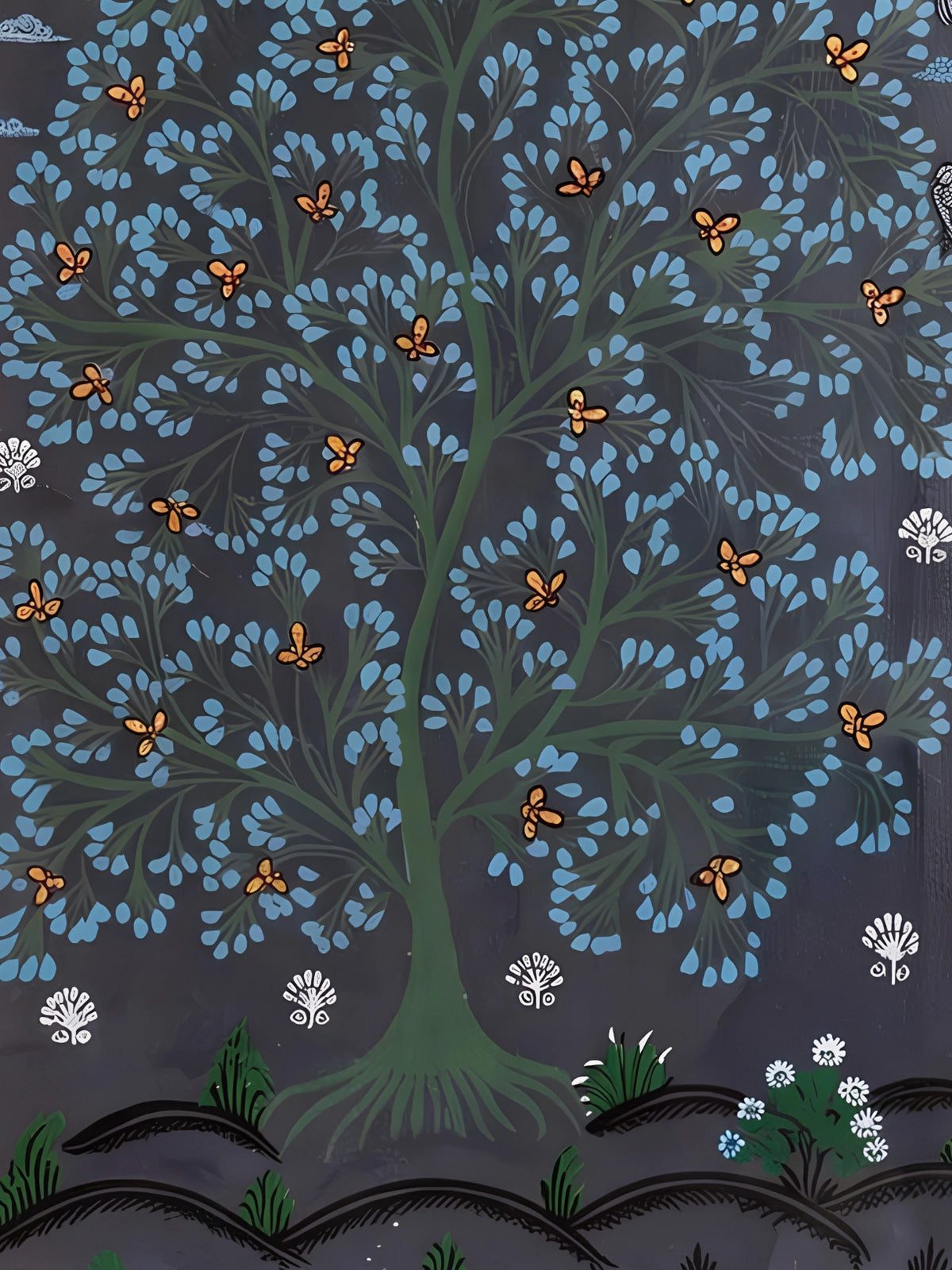 Handpainted – Tree of Life on Slate Blue
