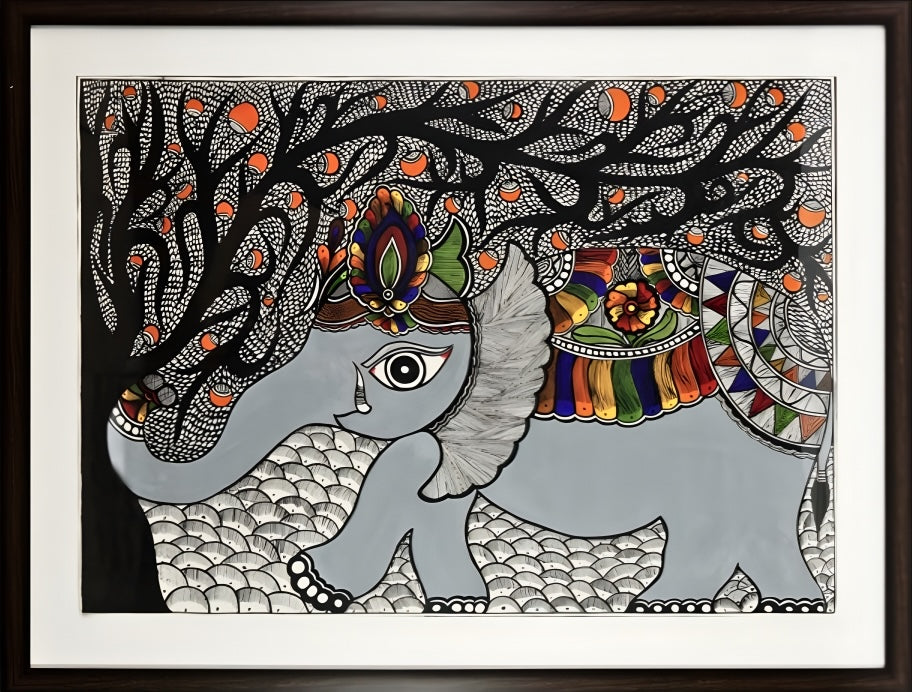Elephant in Rhythm – Madhubani Painting