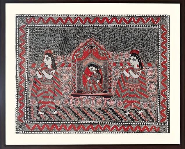 Sacred Journey: The Bridal Procession - Madhubani Painting