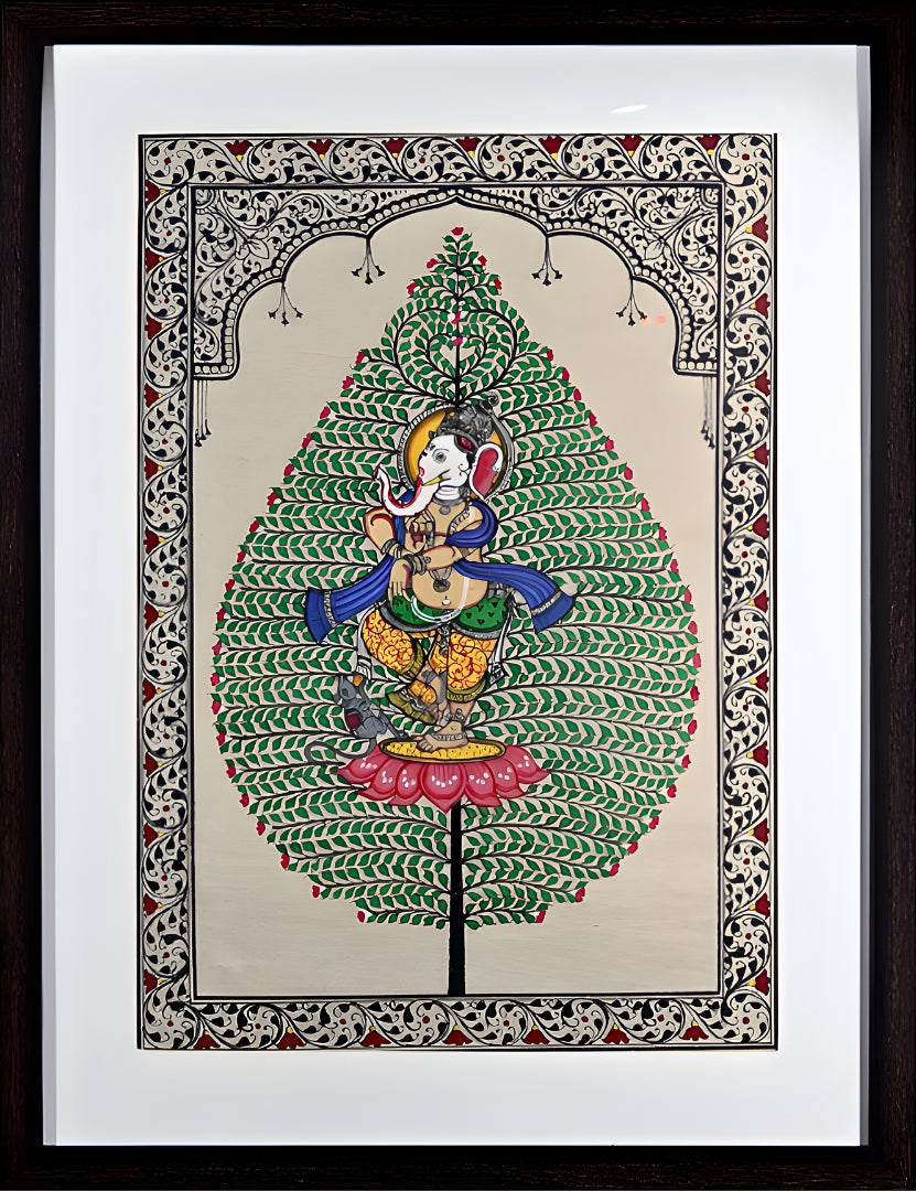 Auspicious Continuum: Ganesha in the Tree of Life – Orissa Pattachitra Painting