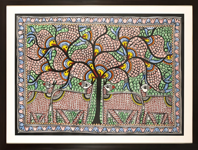 Harmony of Land and Water - Madhubani Painting