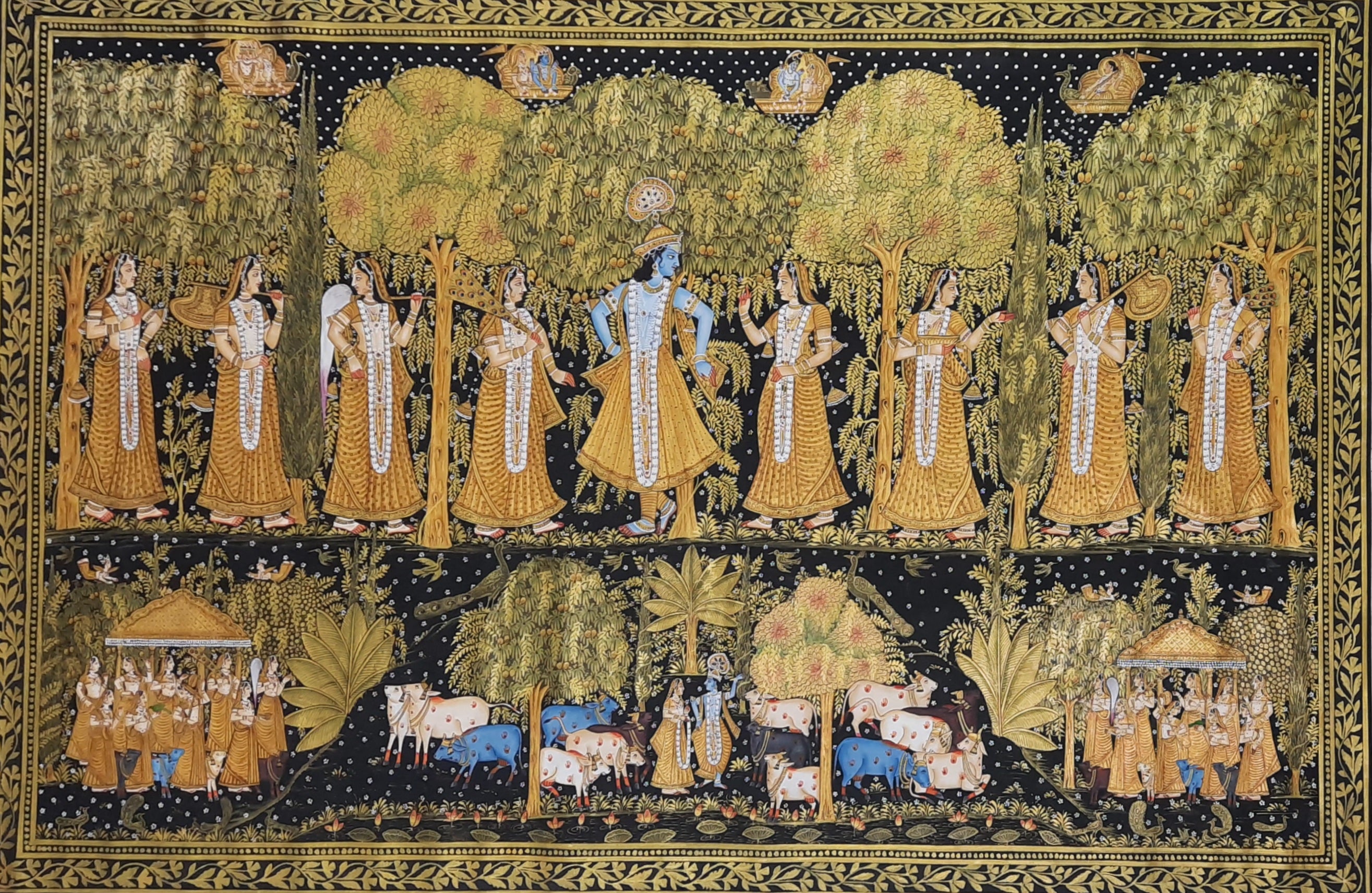 'Radha Krishna' Golden 'Pichwai' Painting
