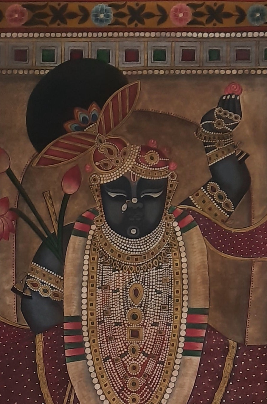 Antique Painting of Lord 'Shrinathji' (Gold)