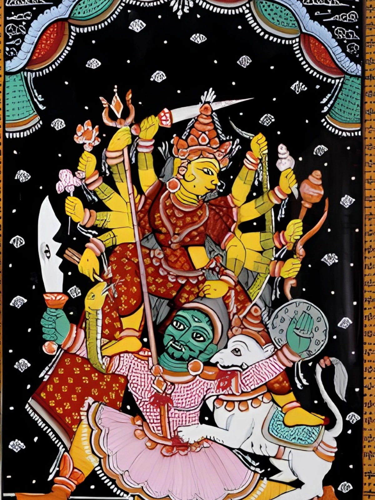 Handpainted – Pattachitra – Durga Mahishasuramardini