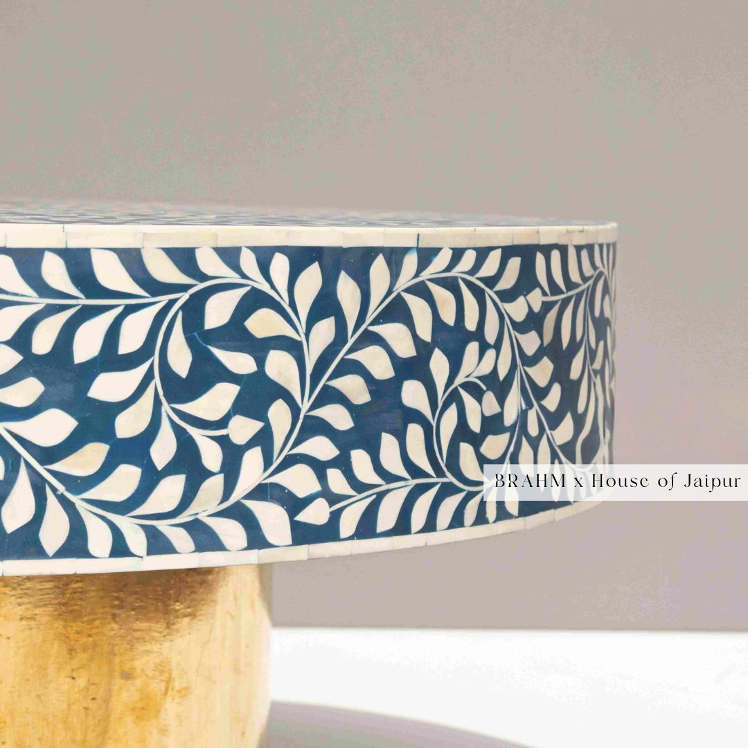Bone Inlay Coffee Table Blue