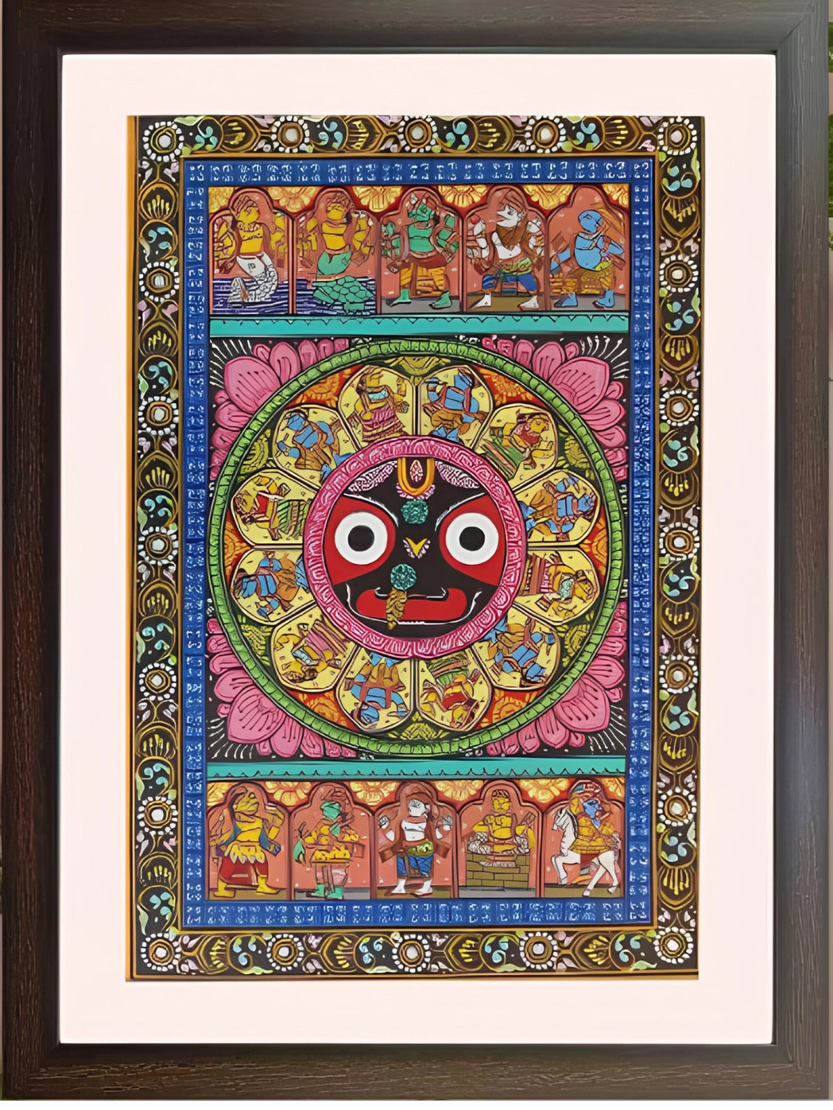 Handpainted – Pattachitra – Jagannath Within the Dashavatara Lotus
