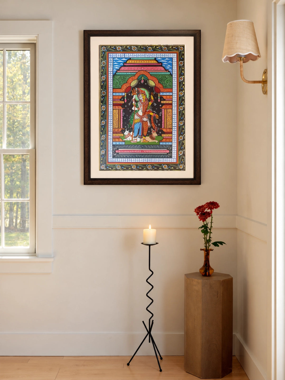 Handpainted – Pattachitra – Ardhanarishvara with Nandi and the Lion