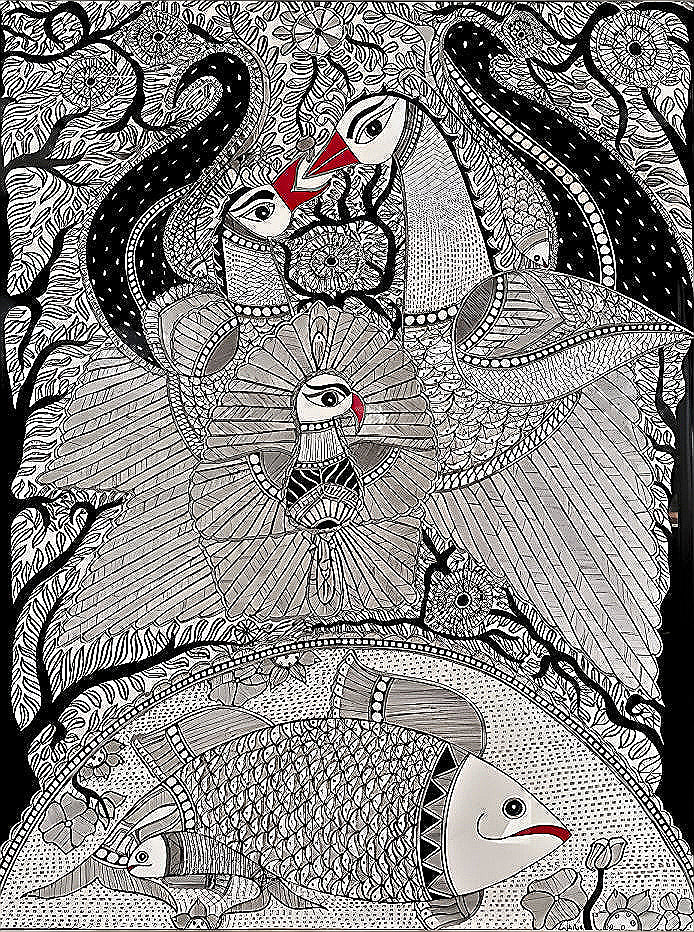 River of Life - Madhubani Painting
