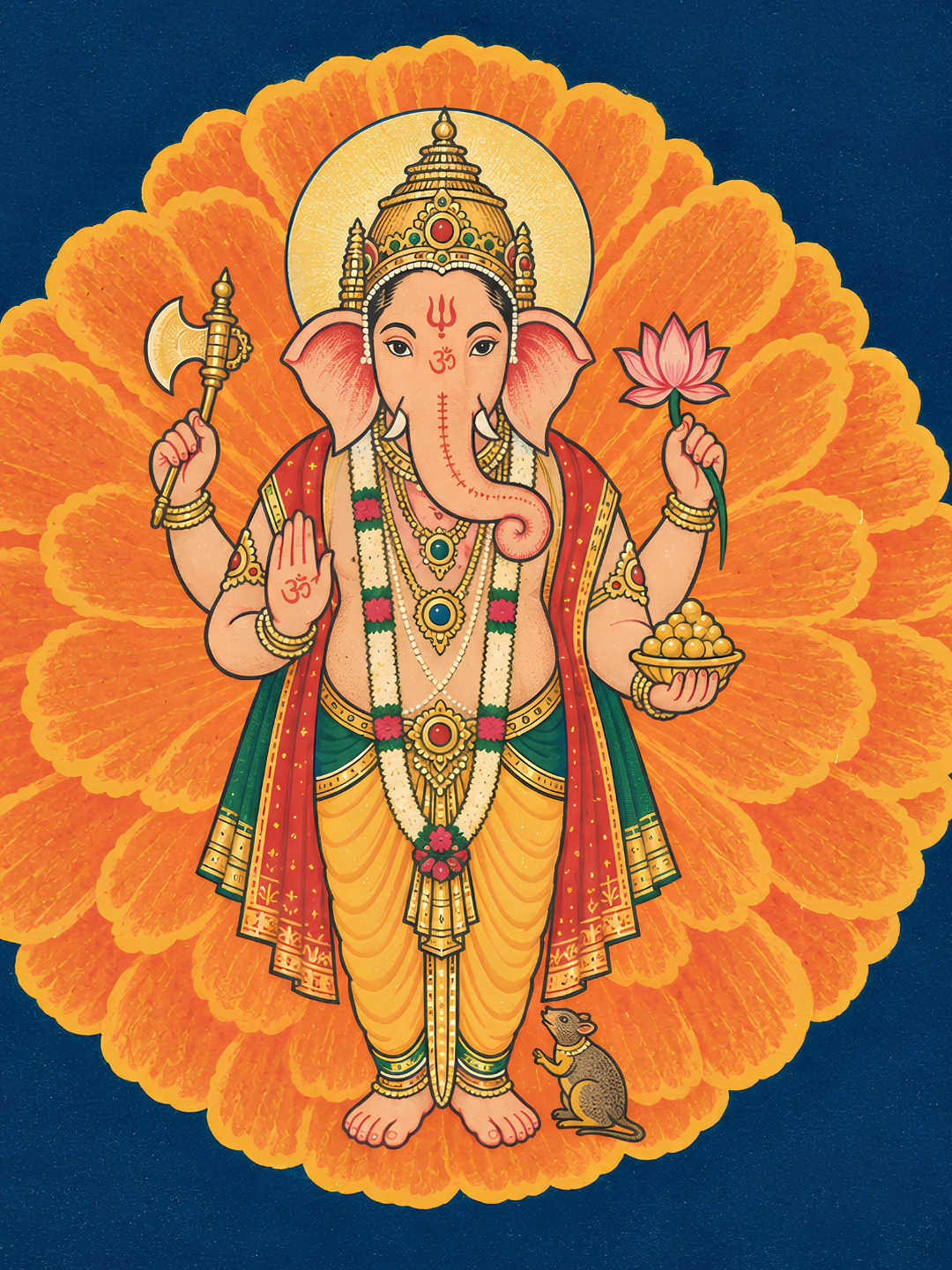 Art Print – “Vakratunda”: Lord Ganesha Before a Marigold Bloom