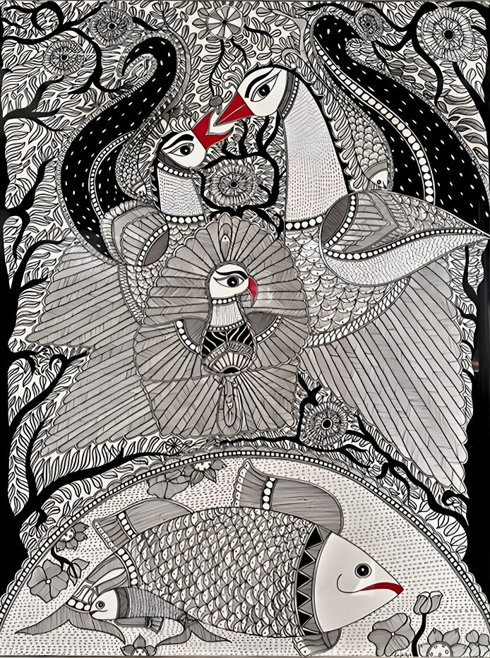 River of Life - Madhubani Painting