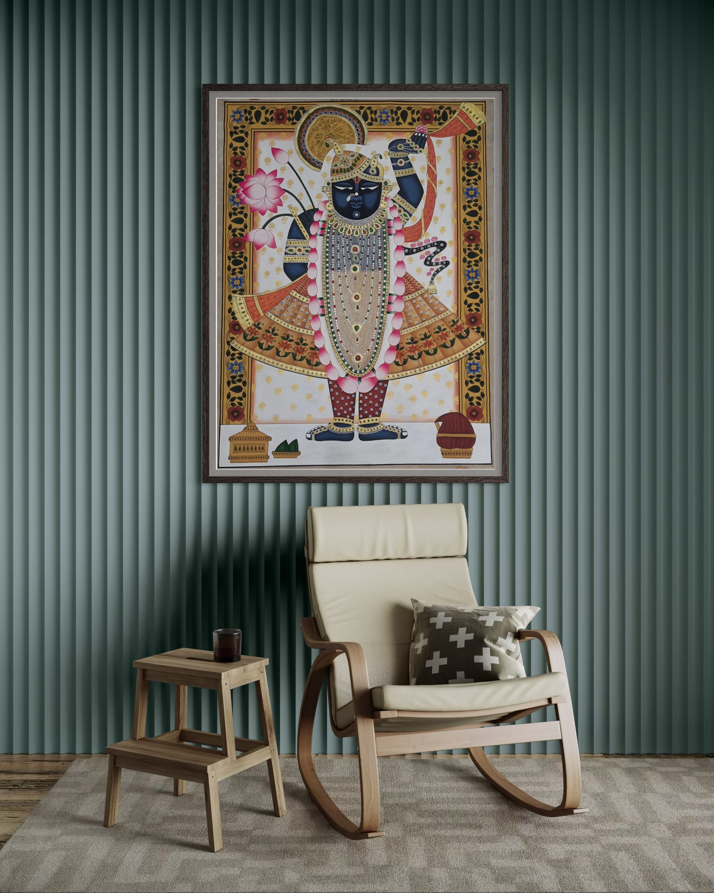 Lord Shrinathji Pichwai - Devotional Nathdwara Painting on Cotton