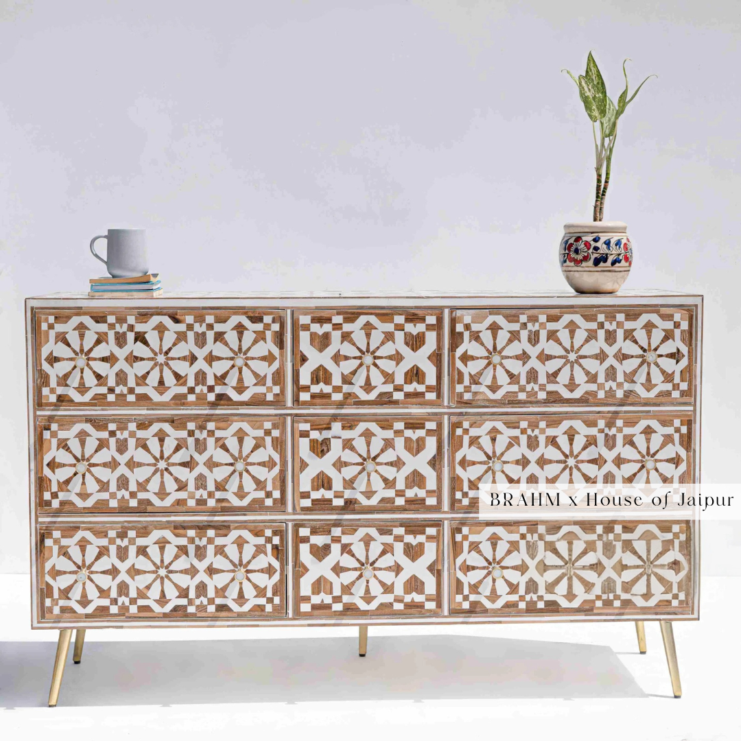 Wood Inlay Chest of Drawer